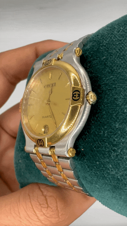 Image of Vintage 1984 Two Tone Steel Swiss Quartz Gucci 9000M (Gold Dial)