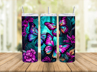 20oz Stained Glass Butterfly Tumbler 