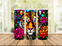 20oz Stained Glass Tiger Tumbler