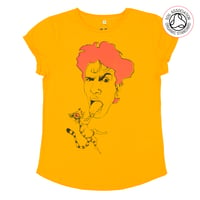 Image 3 of Cat's Got Your Tongue Women's Roll Sleeve T-shirt's (Organic)