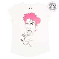 Image 3 of Cat's Got Your Tongue Women's Roll Sleeve T-shirt's (Organic)