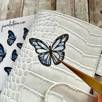 Image 2 of Blue Butterflies Sticker Sheet | Transparent & Premium White Sticker Vinyl 