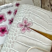 Image 2 of Pink Flower Sticker Sheet | Transparent & White Vinyl Sticker Paper