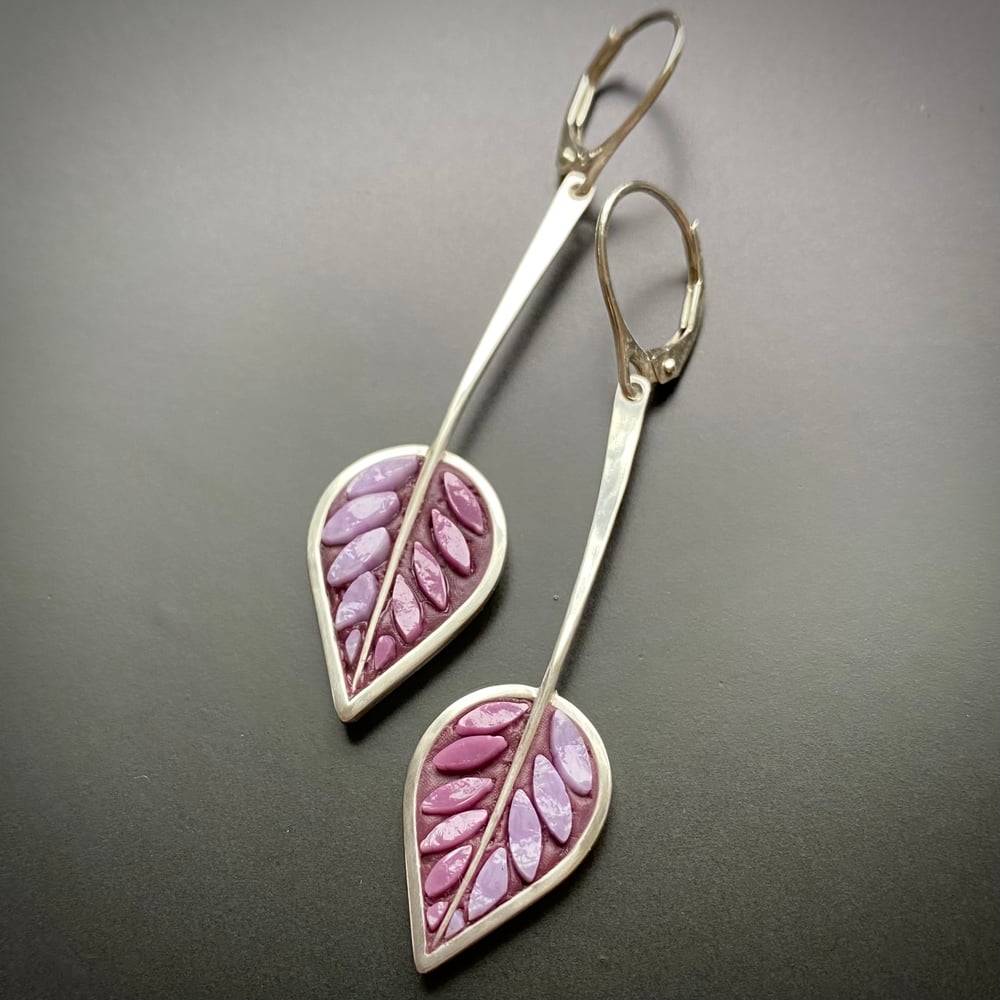 Image of Lilac Leaves with Stems Earrings