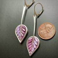 Image 2 of Lilac Leaves with Stems Earrings