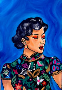 “Woman In A Floral Qipao”
