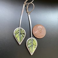 Image 2 of Green Leaves with Stem Earrings