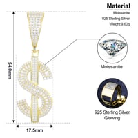 Image 5 of Dollar Sign Moissanite Diamond Pendant