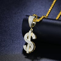 Image 1 of Dollar Sign Moissanite Diamond Pendant