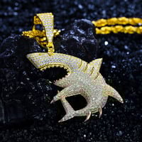 Image 1 of Moissanite Diamond Shark Pendant
