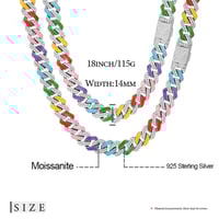 Image 4 of 14mm Moissanite Enamel Cuban Chain