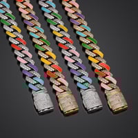 Image 2 of 14mm Moissanite Enamel Cuban Chain