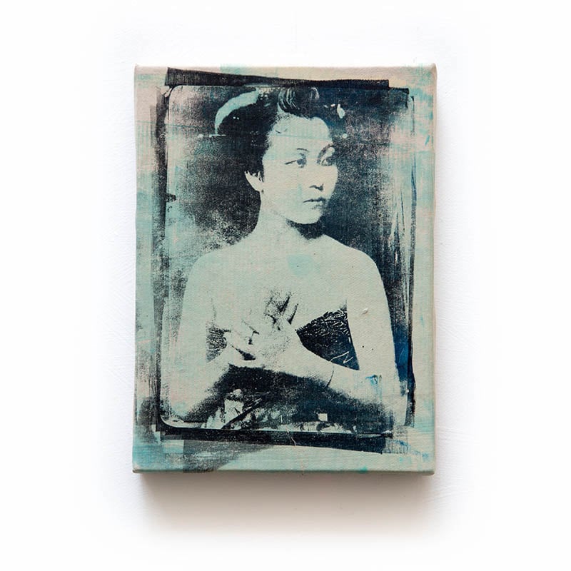 Image of Monotype - "Geisha à la toilette" - Japon - 16x22 cm