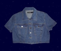 Image 1 of Denim button-up crop top