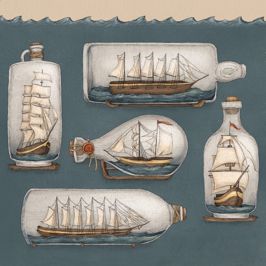 Image of Ship in a Bottle Print