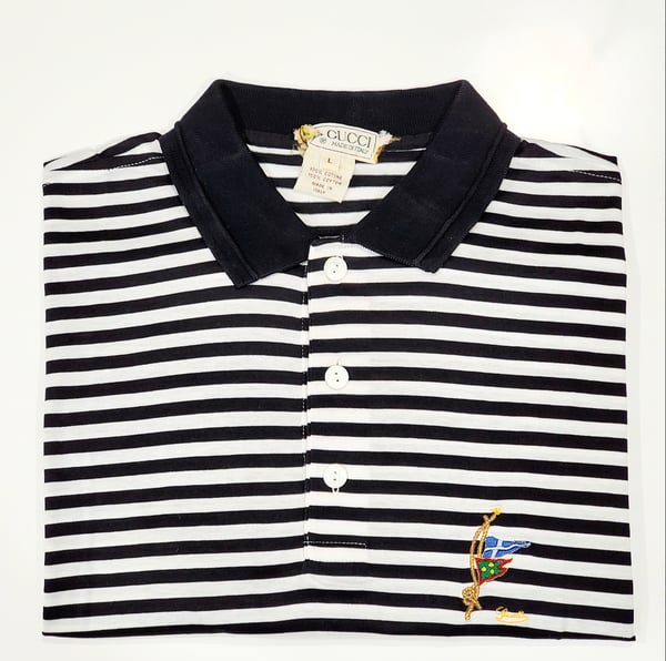 Image of Vtg. Gucci Black/White Striped Polo Shirt