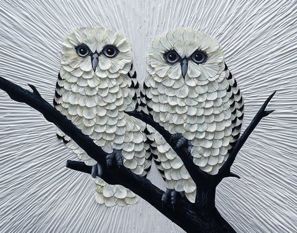 Image of Owls made of butterflies print 11x14