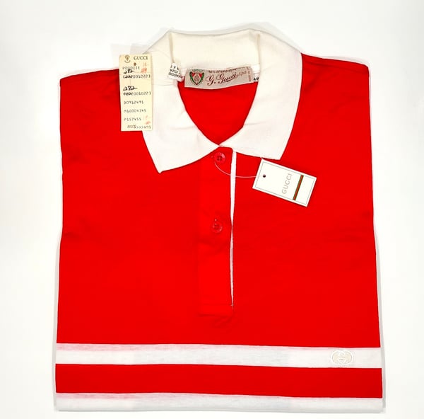 Image of Vtg. Gucci Red/Green Striped Polo Shirt