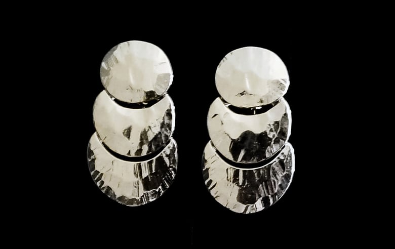 Image of Silver Beaten Clip-On Earrings 