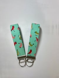 Image 2 of B&C Aqua with Birds and stripes - fabric key fobs 
