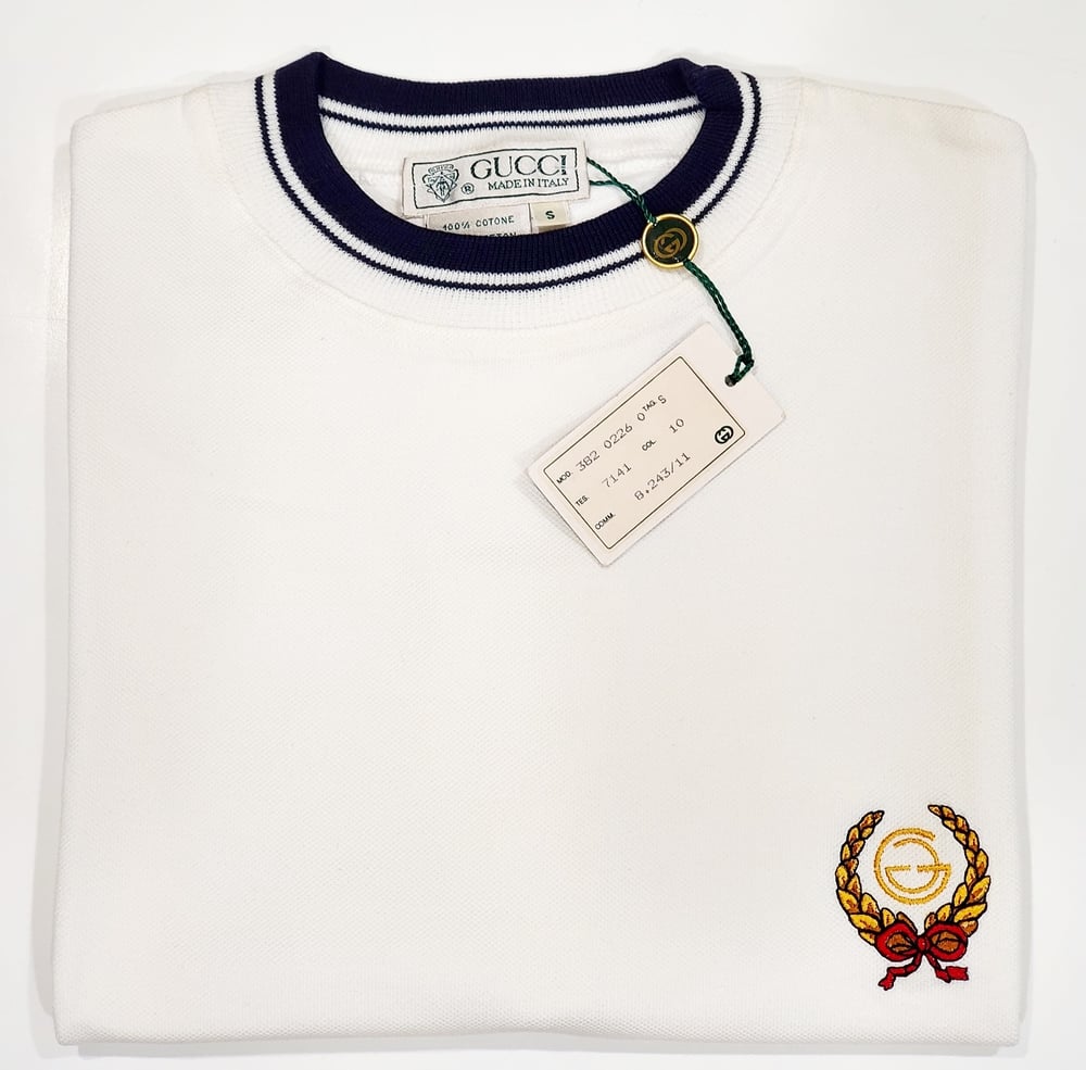 Image of Vtg. Gucci White/Navy Blue Shirt