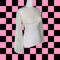 White mesh crop sweater