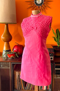 Image 1 of Vintage 60s pink mini dress with bow