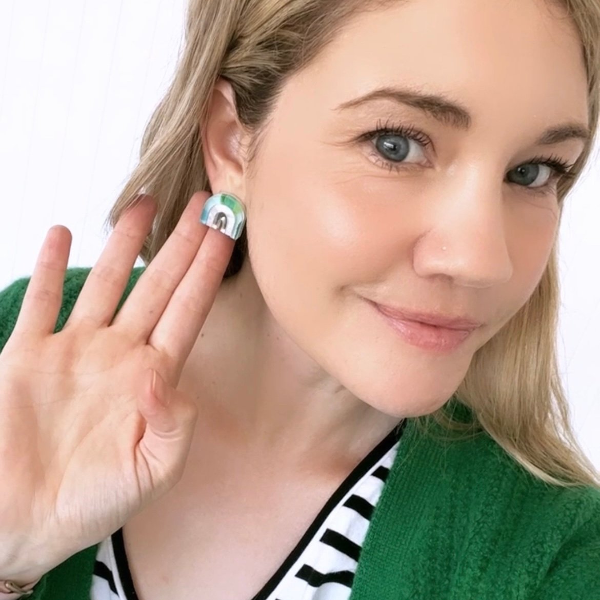 Image of Peacock (hand painted) Rainbow Studs