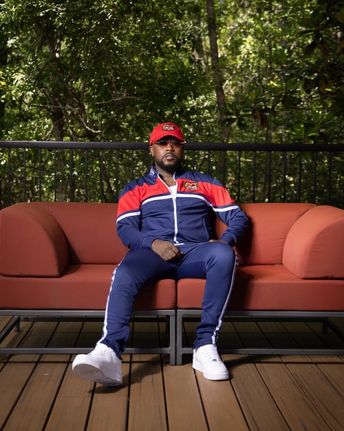 Image of The BLAK Tracksuit in Midnight Blue & Red