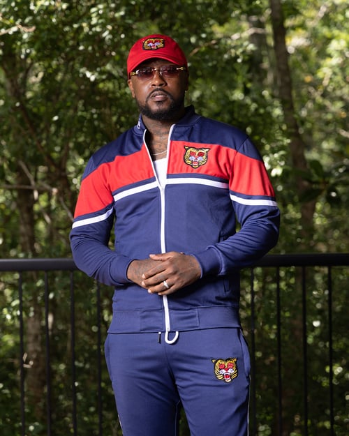 Image of The BLAK Tracksuit in Midnight Blue & Red