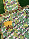 Adult Full  Apron, Bright Green Leaves with Maroon and Navy