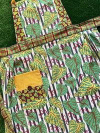 Image 2 of Adult Full  Apron, Bright Green Leaves with Maroon and Navy