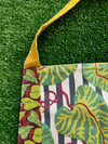 Adult Full  Apron, Bright Green Leaves with Maroon and Navy