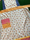 Adult Full Apron with Retro Print in Blue, Green, Red, and Gold