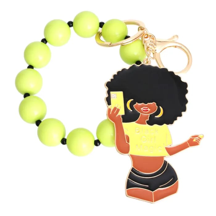 Image of Neon Green Black Girl Magic Keychain