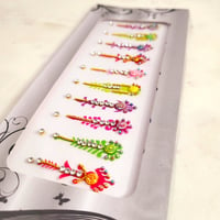 Image 1 of 10 Long Colorful Bindis with Crystal Stones