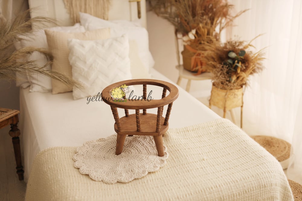 Image of « wooden chair with table in whiskey brown color - NB size - pre order »
