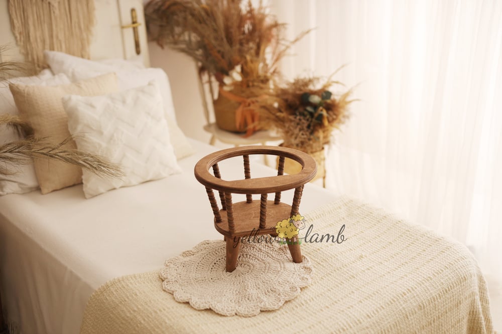 Image of « wooden chair with table in whiskey brown color - NB size - pre order »