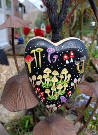 Image 1 of Chunky wooden hearts ~ toadstools