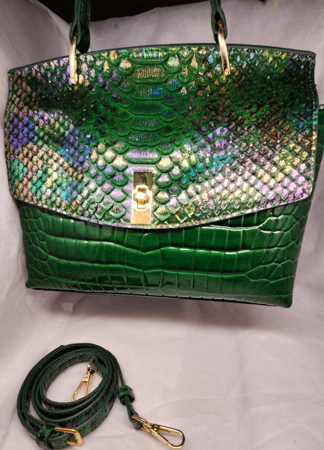Large Green Hand Bag Mermaid Print
