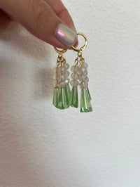 Image 2 of Crystal cascading gold hoop earrings