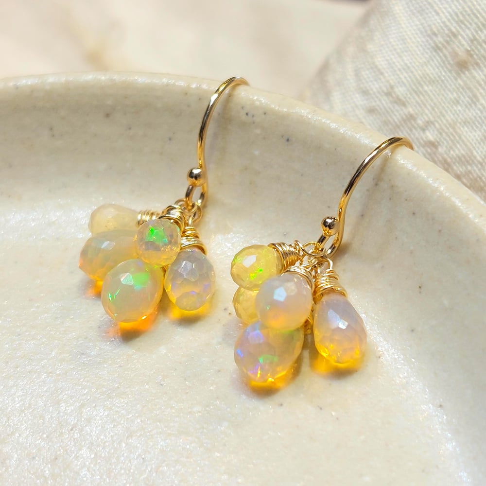 Image of 14k Gold Faceted Ethiopian Opal Drop Earrings
