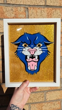 Reverse Glass Glitter Panther