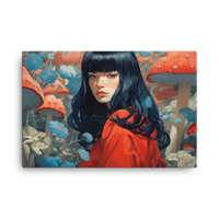 Image 1 of Mushroom Psycho Girl Canvas 24x36 (AI GEN)