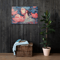 Image 2 of Lotus Flower Girl Canvas 24x36 (AI GEN)