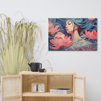 Image 4 of Lotus Flower Girl Canvas 24x36 (AI GEN)