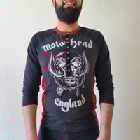 Image 3 of Motorhead raglan Henley shirt size S