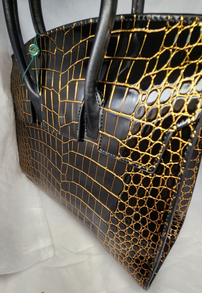 Black and Gold Tote.  Designer Inspired