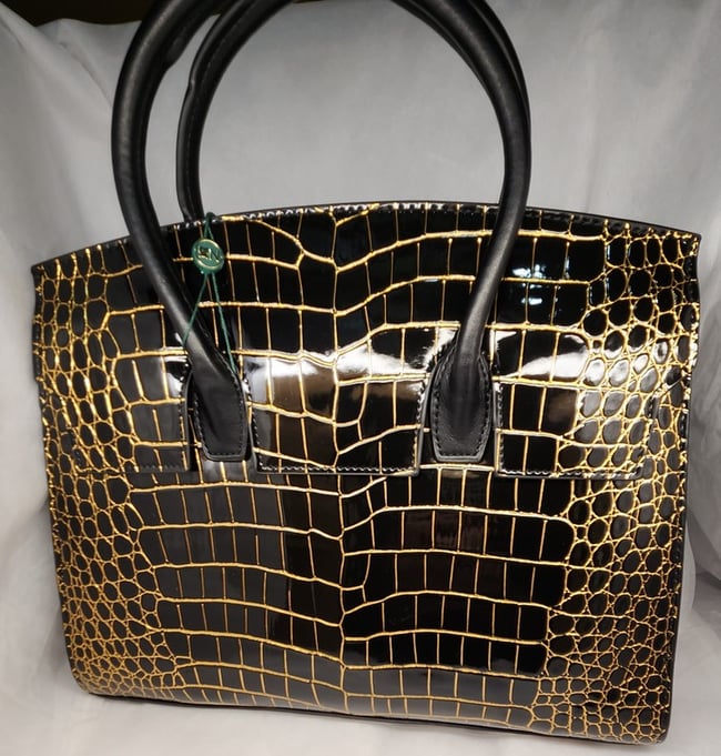 Black and Gold Tote.  Designer Inspired