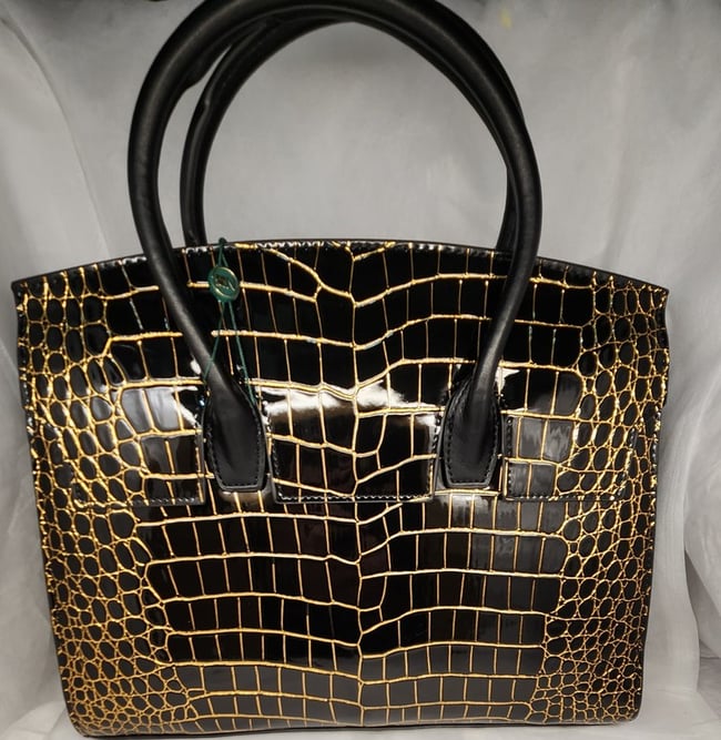 Black and Gold Tote.  Designer Inspired